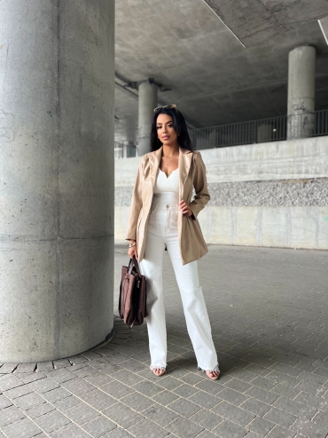 Taliowana marynarka z imitacji skóry czekoladowa Lexa