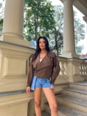 Kurtka ramoneska zamszowa khaki Carlotta