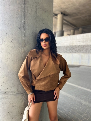 Kurtka ramoneska zamszowa camel Carlotta