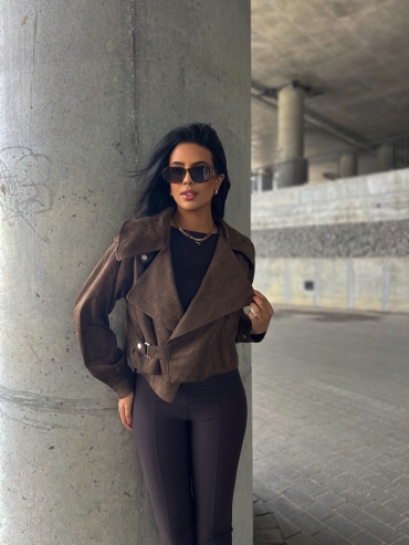 Kurtka ramoneska zamszowa khaki Carlotta