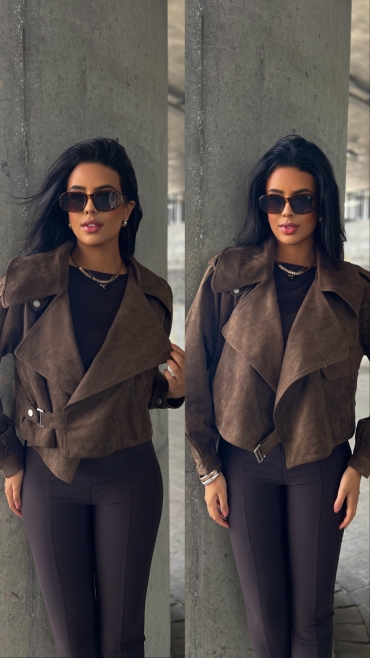 Kurtka ramoneska zamszowa khaki Carlotta