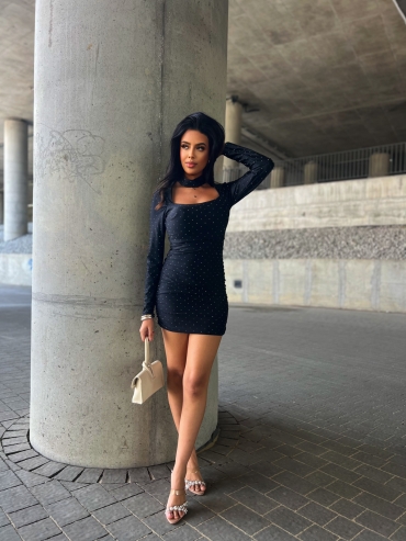 Sukienka mini z chokerem i cyrkoniami czarna Latoya