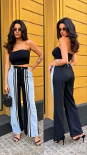 Spodnie wide leg bawełniane z jeansem czarne Marlee