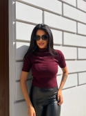 Sweterek z krótki rękawem burgund Sasha