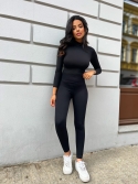 Legginsy wysoki stan prążek czarne