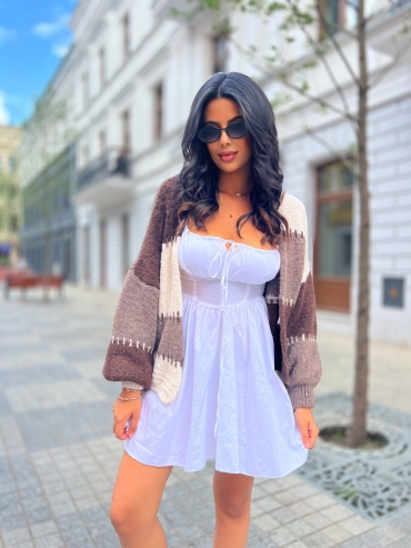 Sukienka koszulowa mini rozkloszowana biała Rosi