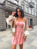 Sukienka koszulowa mini rozkloszowana pudrowy róż Rosi