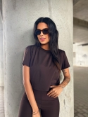 Bluzka oversize z krótkim rękawem czekolada Tommy