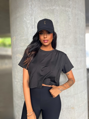 Bluzka oversize z krótkim rękawem czarna Tommy