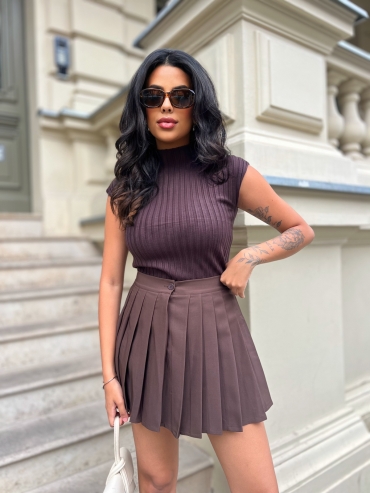 Spódnica mini plisowana czekolada Irina