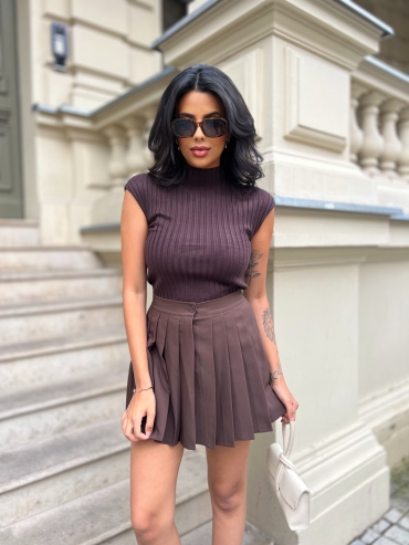 Spódnica mini plisowana czekolada Irina