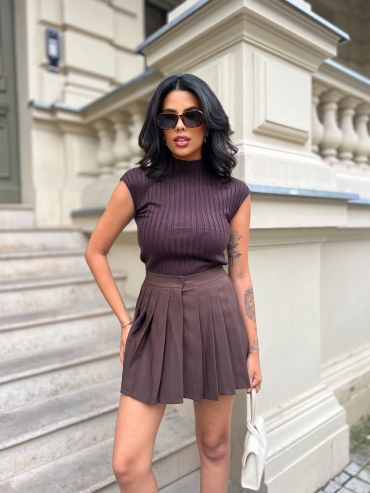 Spódnica mini plisowana czekolada Irina