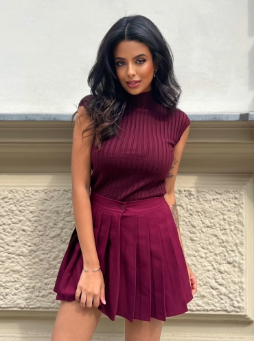 Spódnica mini plisowana burgund Irina