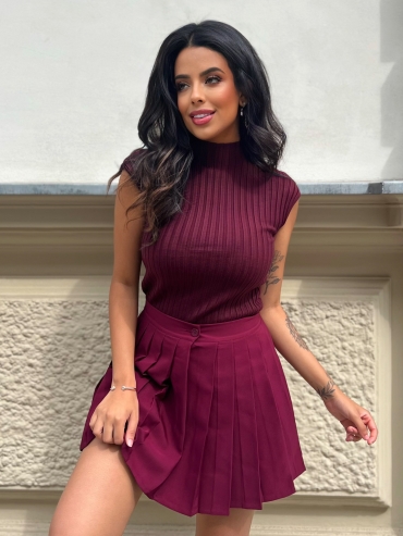 Spódnica mini plisowana burgund Irina