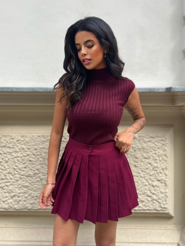 Spódnica mini plisowana burgund Irina