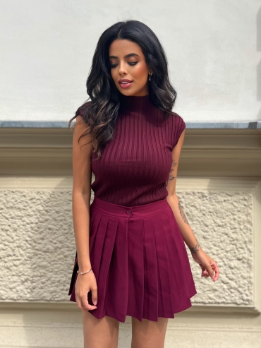 Spódnica mini plisowana burgund Irina