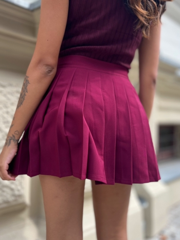 Spódnica mini plisowana burgund Irina