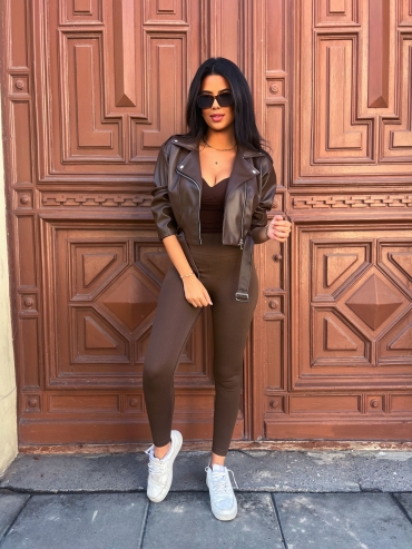 Legginsy push up czekoladowe Leta