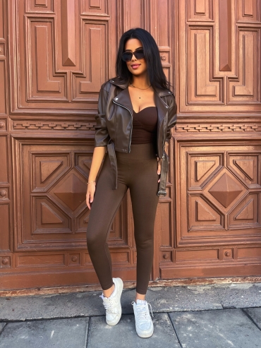 Legginsy push up czekoladowe Leta