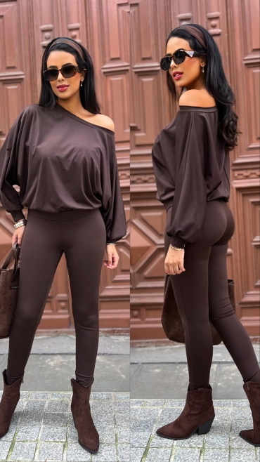 Legginsy wysoki stan czekolada Keyra