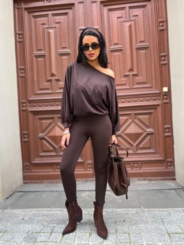 Legginsy wysoki stan czekolada Keyra