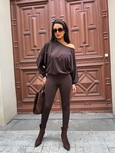 Legginsy wysoki stan czekolada Keyra
