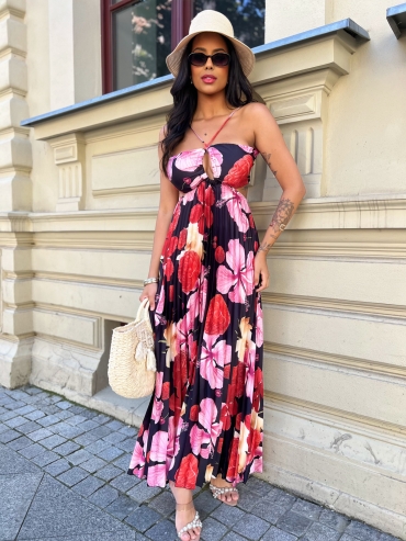 Sukienka maxi kwiatowa czarna Francesca