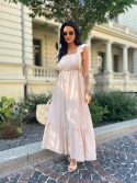 Sukienka maxi w kratę beż Balbin