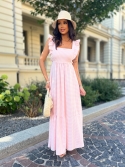 Sukienka maxi w kratę brzoskwinia Desire