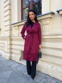 Płaszcz zamszowy dwurzędowy burgund Denise