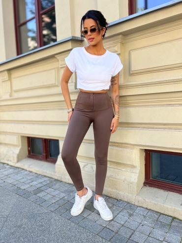 Legginsy modelujące z zamkiem czekolada Tolla