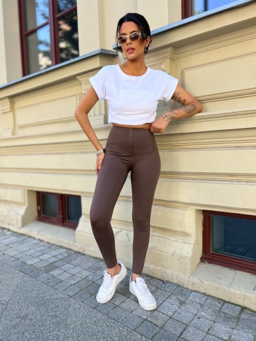 Legginsy modelujące z zamkiem czekolada Tolla