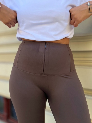 Legginsy modelujące z zamkiem czekolada Tolla