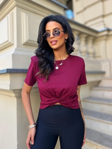 Bluzka bawełniana burgund Skyler