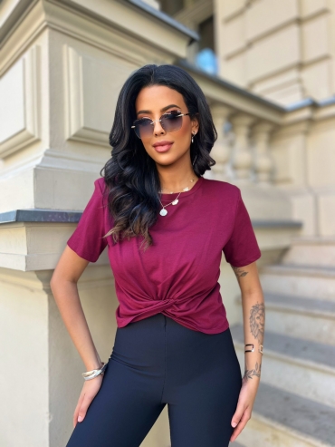 Bluzka bawełniana burgund Skyler