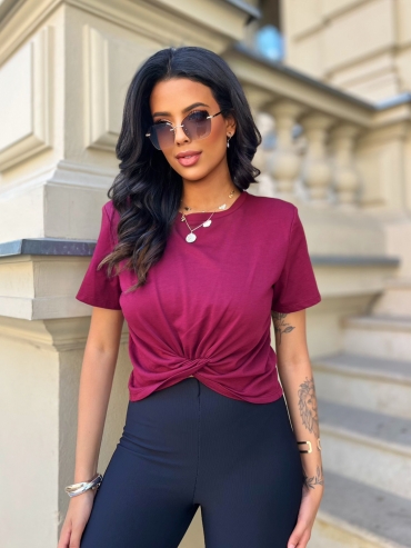 Bluzka bawełniana burgund Skyler