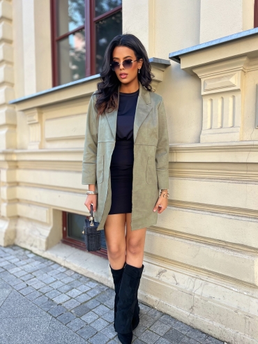 Narzutka zamszowa przed kolano khaki Inverso