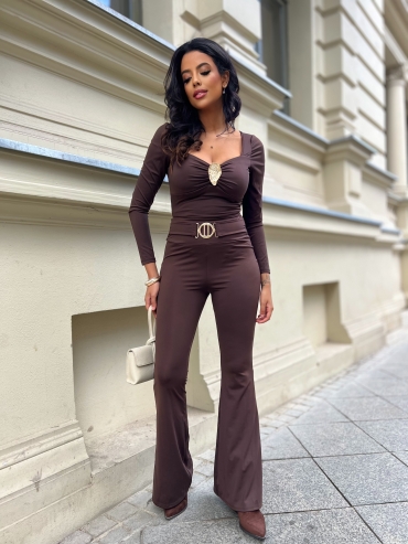 Dzwony elastyczne z ozdobnym zapięciem czekoladowe Aspen