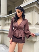Krótkie kimono z paskiem brąz Sasha