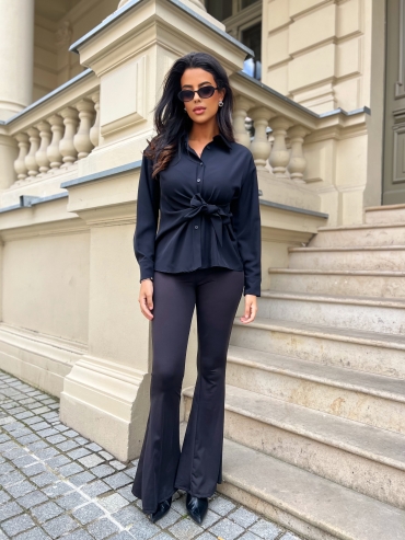Koszula klasyczna z wiązaniem czarna Rich