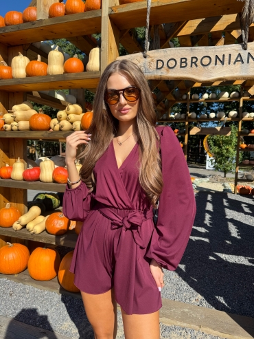 Kombinezon kimono z paskiem burgund Fabia