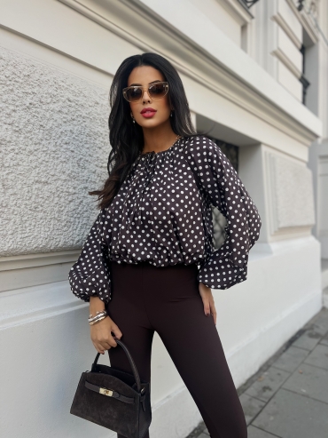Koszula bombka w kropki czekolada Vicki