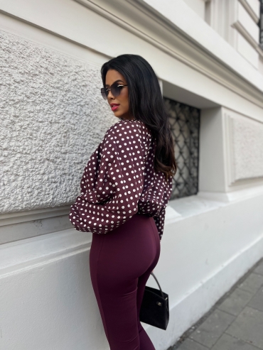 Koszula bombka w kropki burgund Vicki