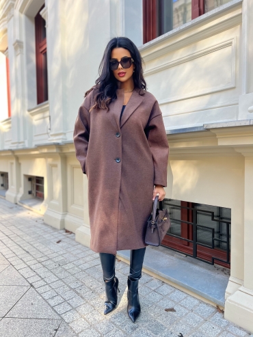 Długi płaszcz oversize czekolada Ezra