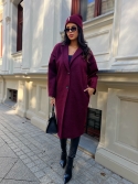 Długi płaszcz oversize bordo Ezra
