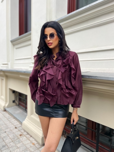 Koszula boho z falbanami burgund Zimmi