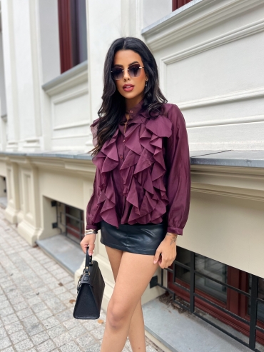 Koszula boho z falbanami burgund Zimmi