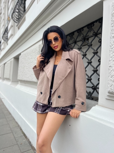 Krótka kurtka prążek mokka Stacy