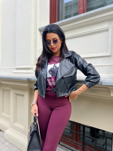 Dzwony elastyczne z wysokim stanem burgund Chaya