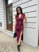 Sukienka maxi na szerokich ramiączkach burgund Luana